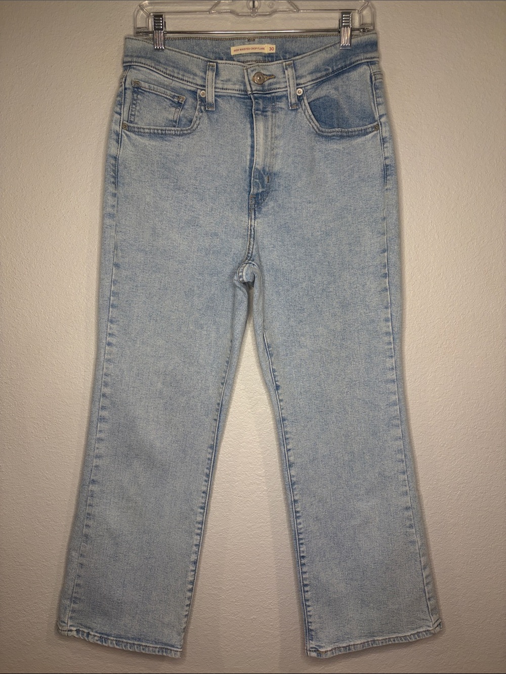 Levi’s high waisted crop flare stretch denim jeans high rise kick flare 30 - Picture 2 of 9